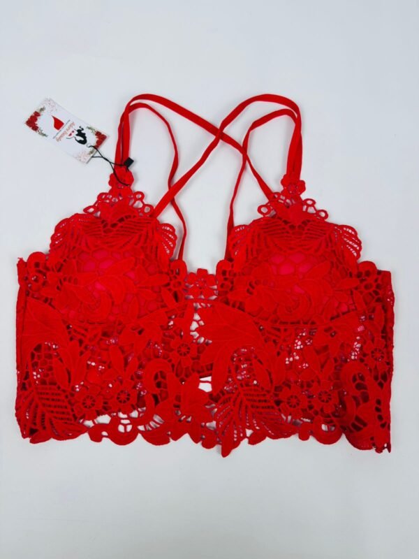 Red Lace Bralette – Elegant Floral Design